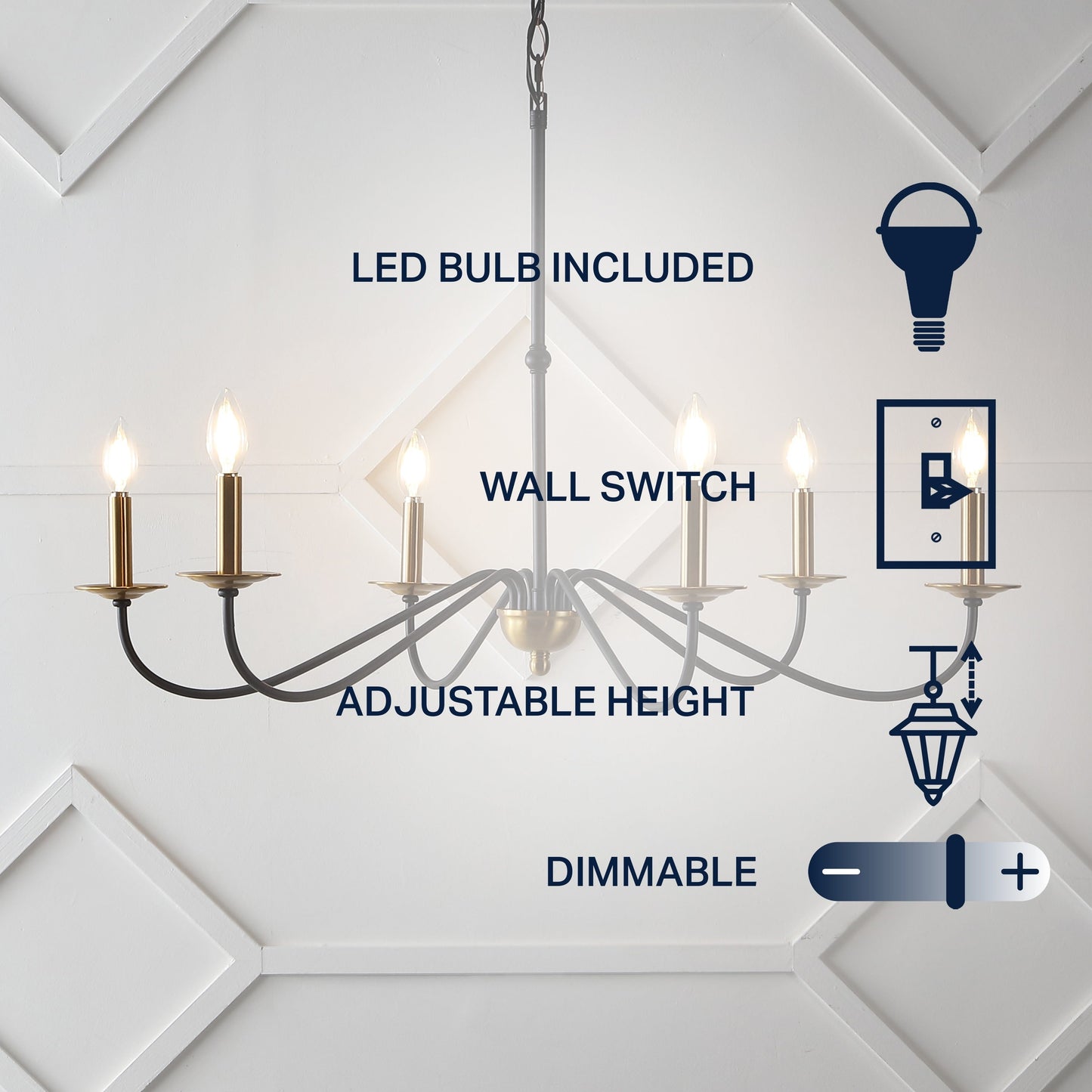 Lampadario a LED in ferro a 6 luci, 34,75 pollici, di JONATHAN Y