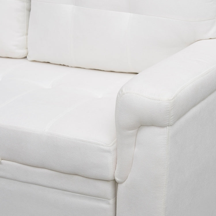 Divano componibile reversibile con letto estraibile, chaise longue con vano portaoggetti, gambe resistenti,