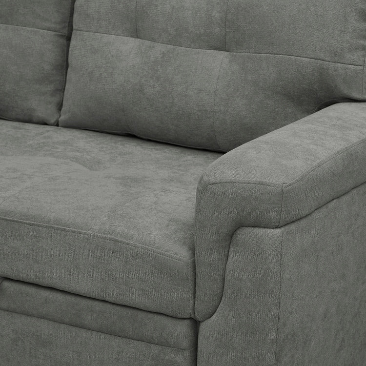 Divano componibile reversibile con letto estraibile, chaise longue con vano portaoggetti, gambe resistenti,