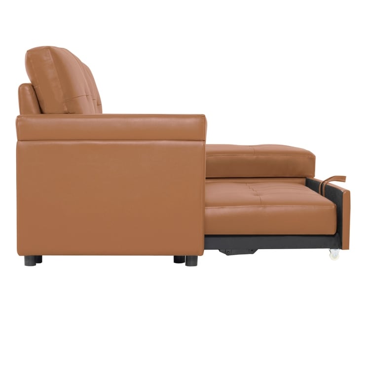 Divano componibile reversibile con letto estraibile, chaise longue con vano portaoggetti, gambe resistenti,
