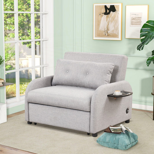 Divano letto estraibile 3 in 1 con 2 tavolini laterali