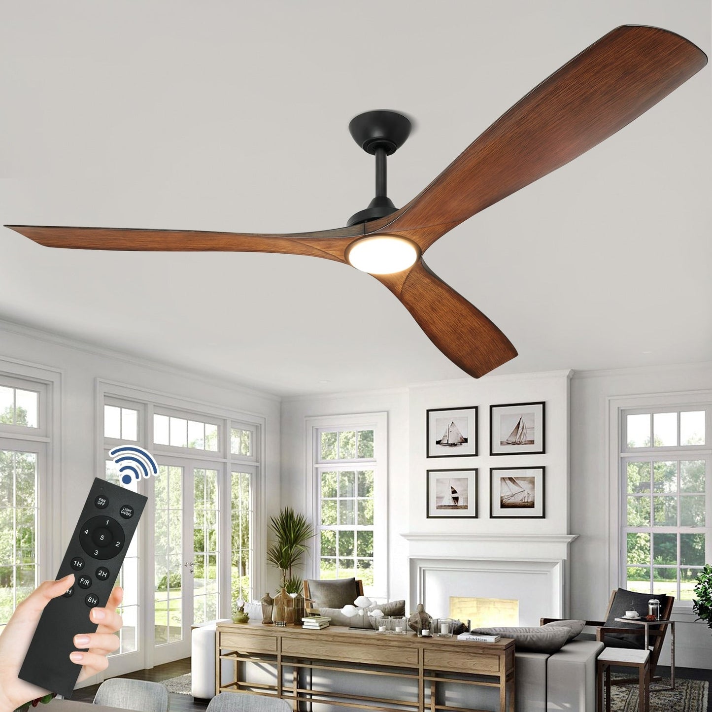 Ventilatore da soffitto con telecomando e luci, a soffitto piatto