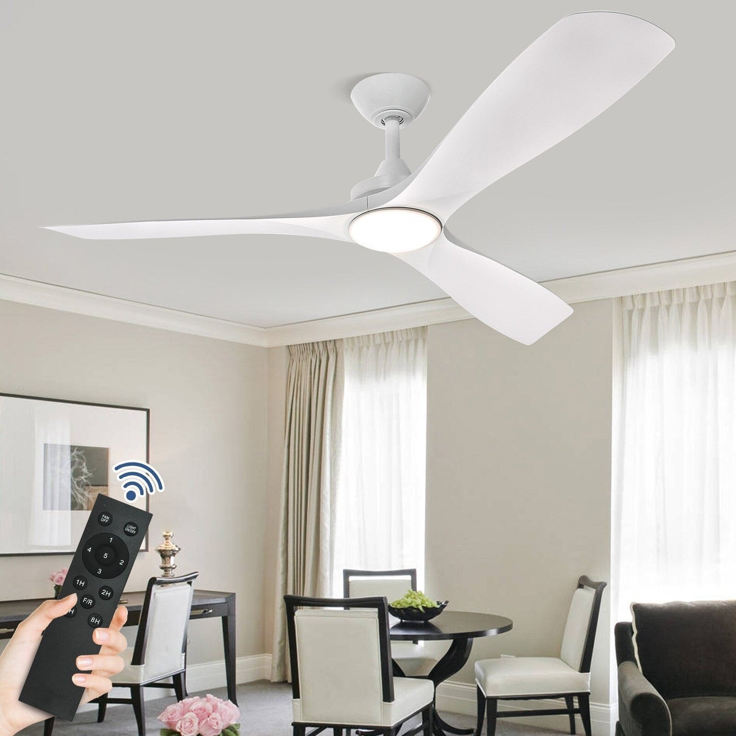 Ventilatore da soffitto con telecomando e luci, a soffitto piatto