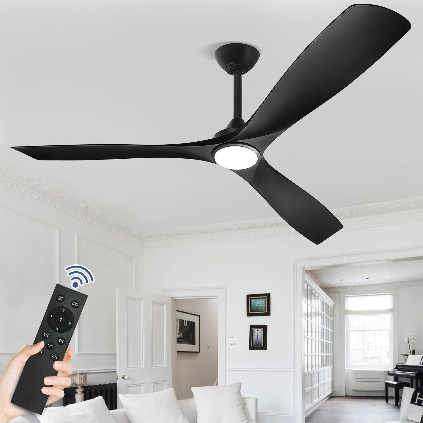 Ventilatore da soffitto con telecomando e luci, a soffitto piatto