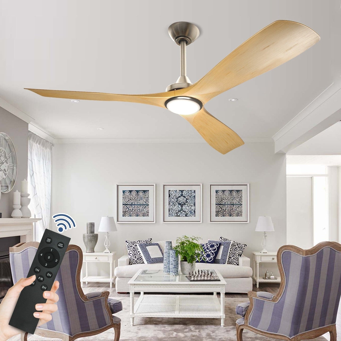 Ventilatore da soffitto con telecomando e luci, a soffitto piatto