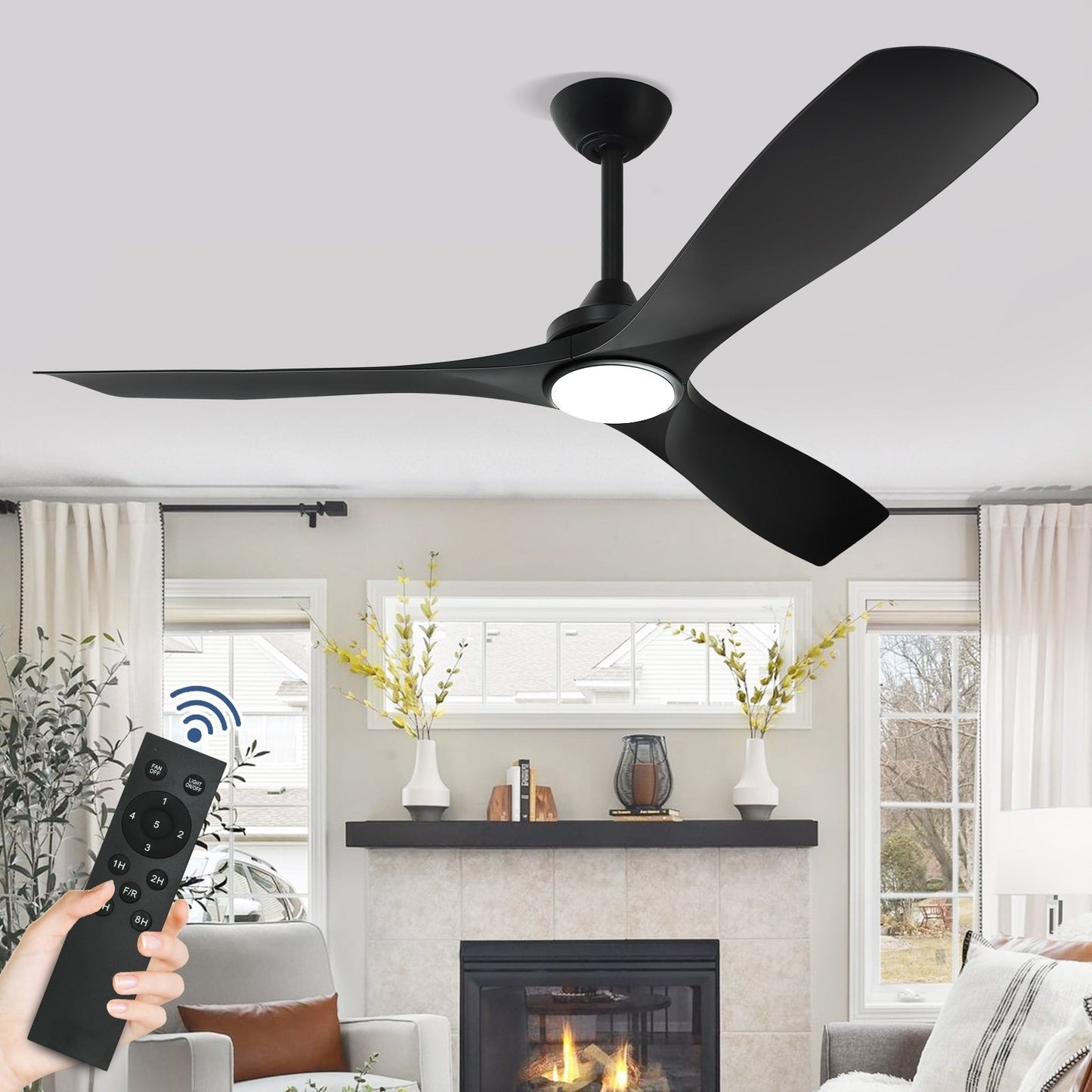 Ventilatore da soffitto con telecomando e luci, a soffitto piatto