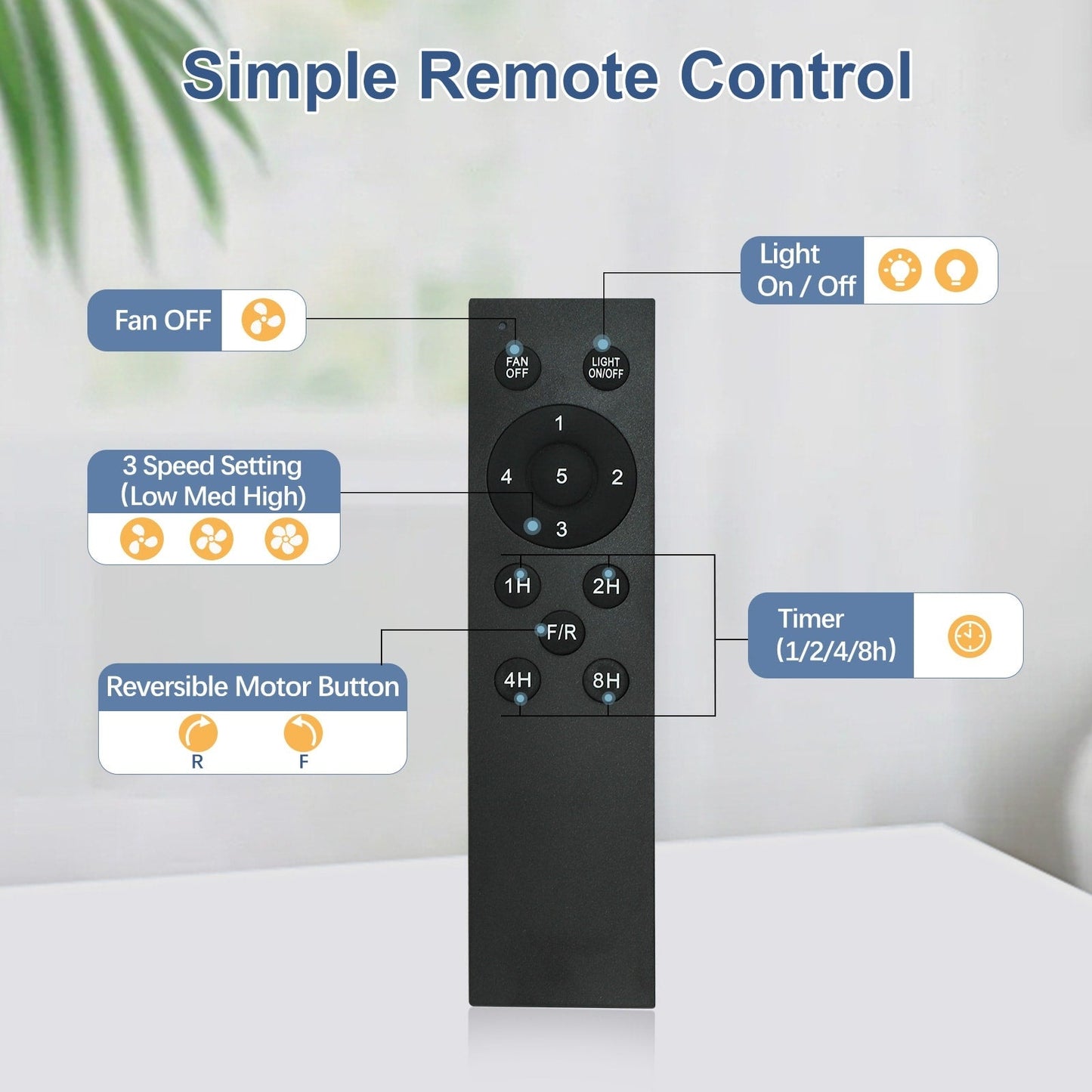 Ventilatore da soffitto con telecomando e luci, a soffitto piatto