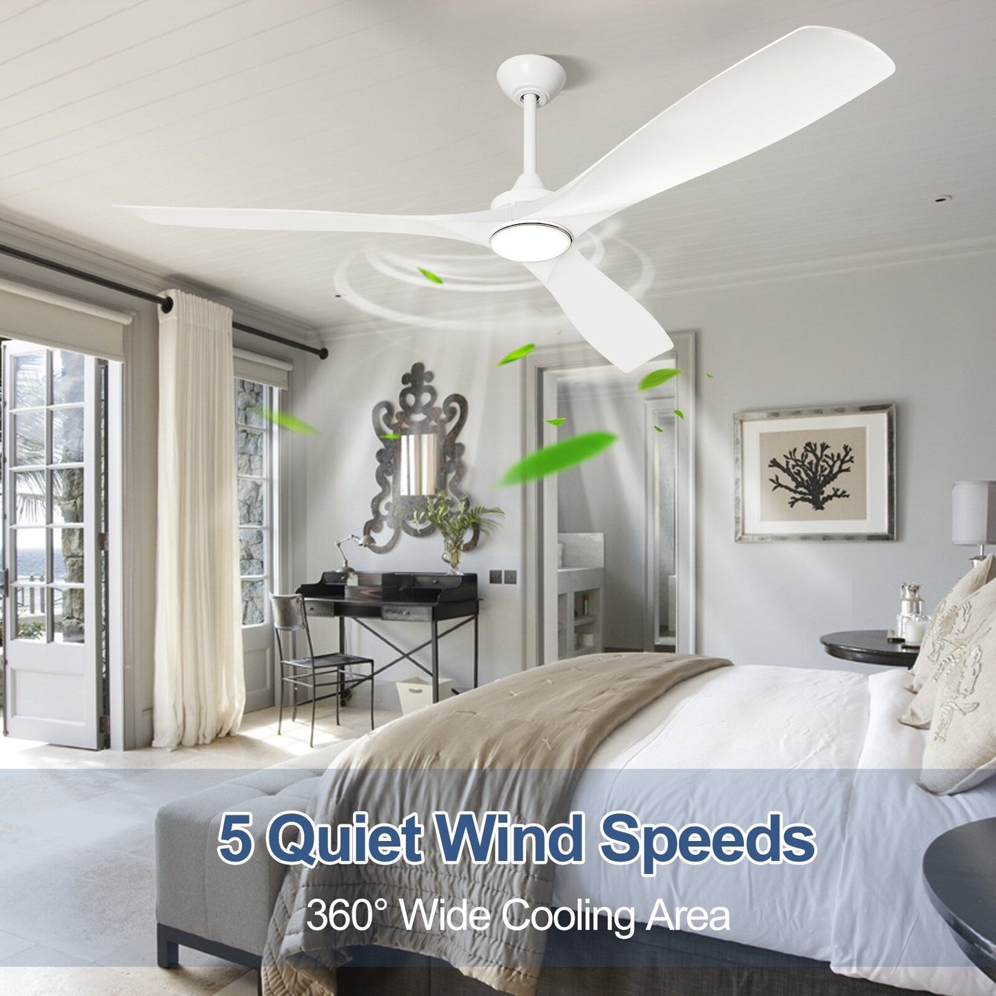 Ventilatore da soffitto con telecomando e luci, a soffitto piatto