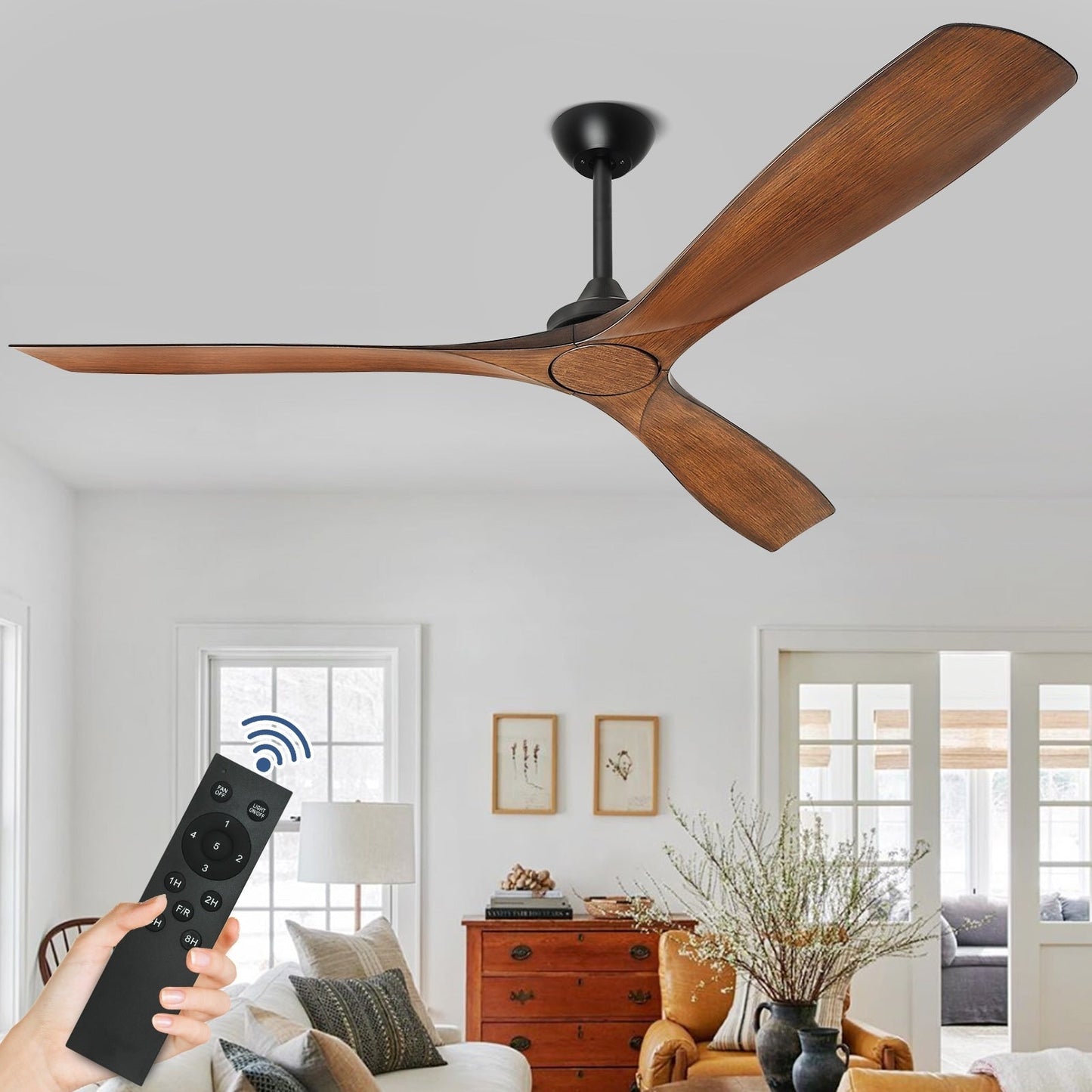 Ventilatore da soffitto con telecomando e luci, a soffitto piatto