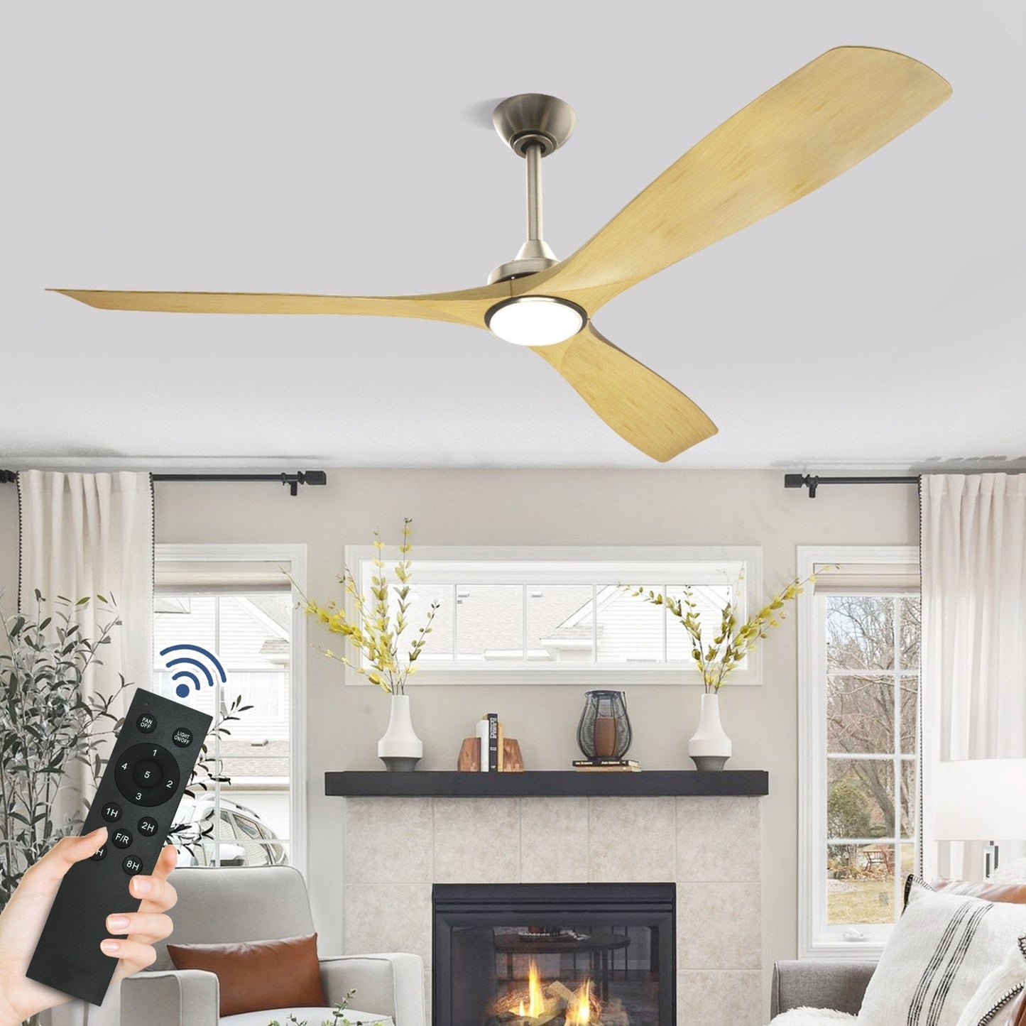 Ventilatore da soffitto con telecomando e luci, a soffitto piatto