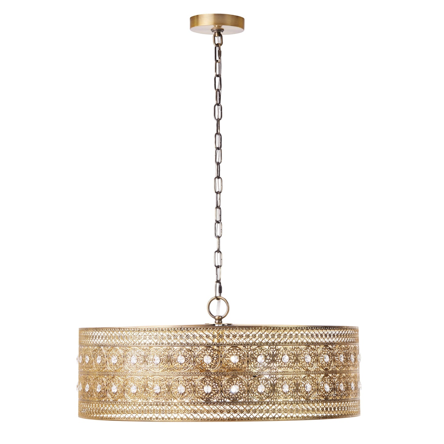 Lampadario River of Goods Bryar in ottone e cristallo da 23,5 W a 3 luci - 23,5 x 23,5 x 61,5