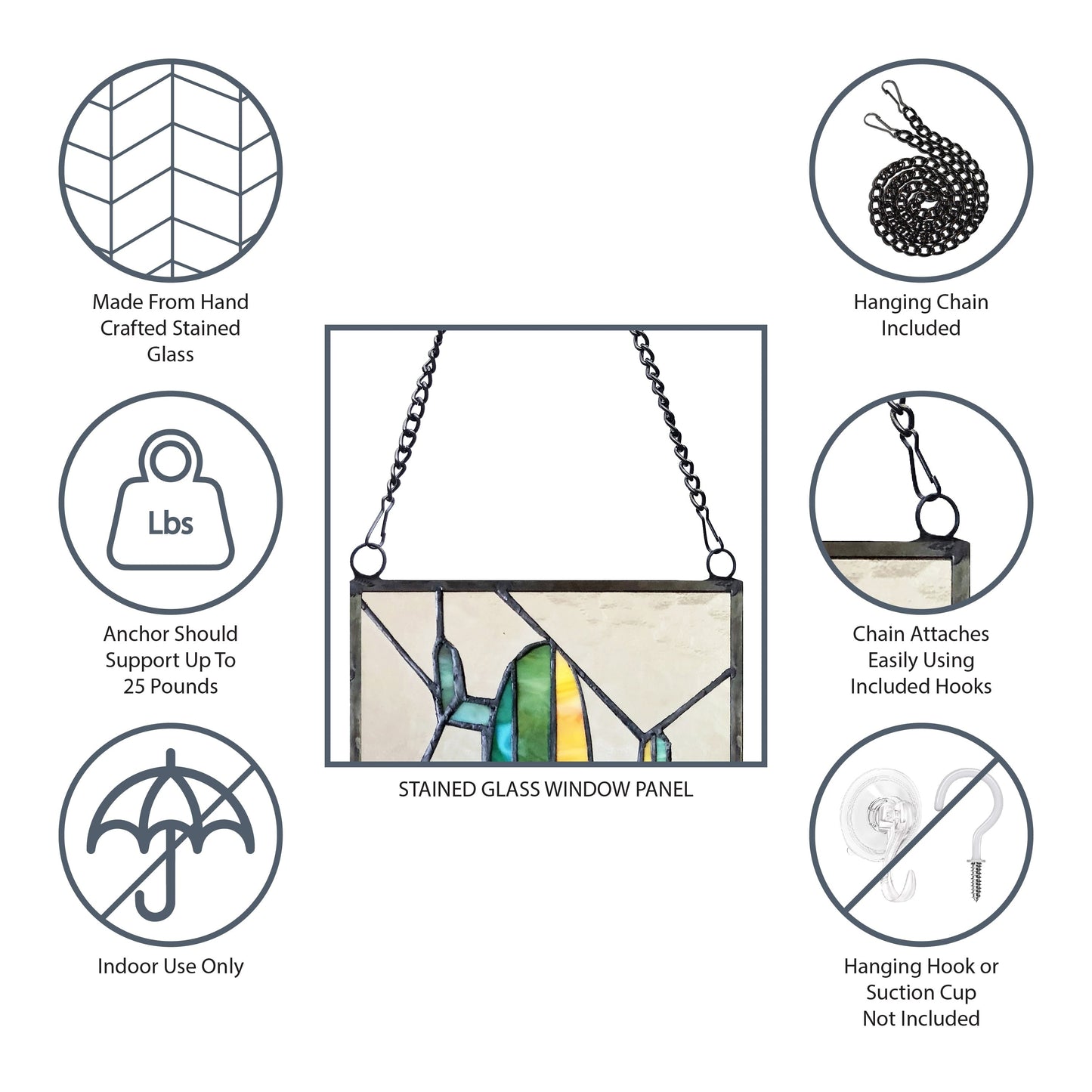 Rivestimento per finestre in vetro colorato con motivo Fleur De Lis in stile vittoriano di River of Goods - 24,1L x 0,6W x 91,4H