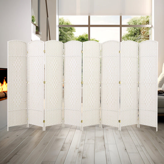 Paravento divisorio per ambienti, alto 180 cm, in fibra intrecciata, a pannelli pieghevoli, autoportante.