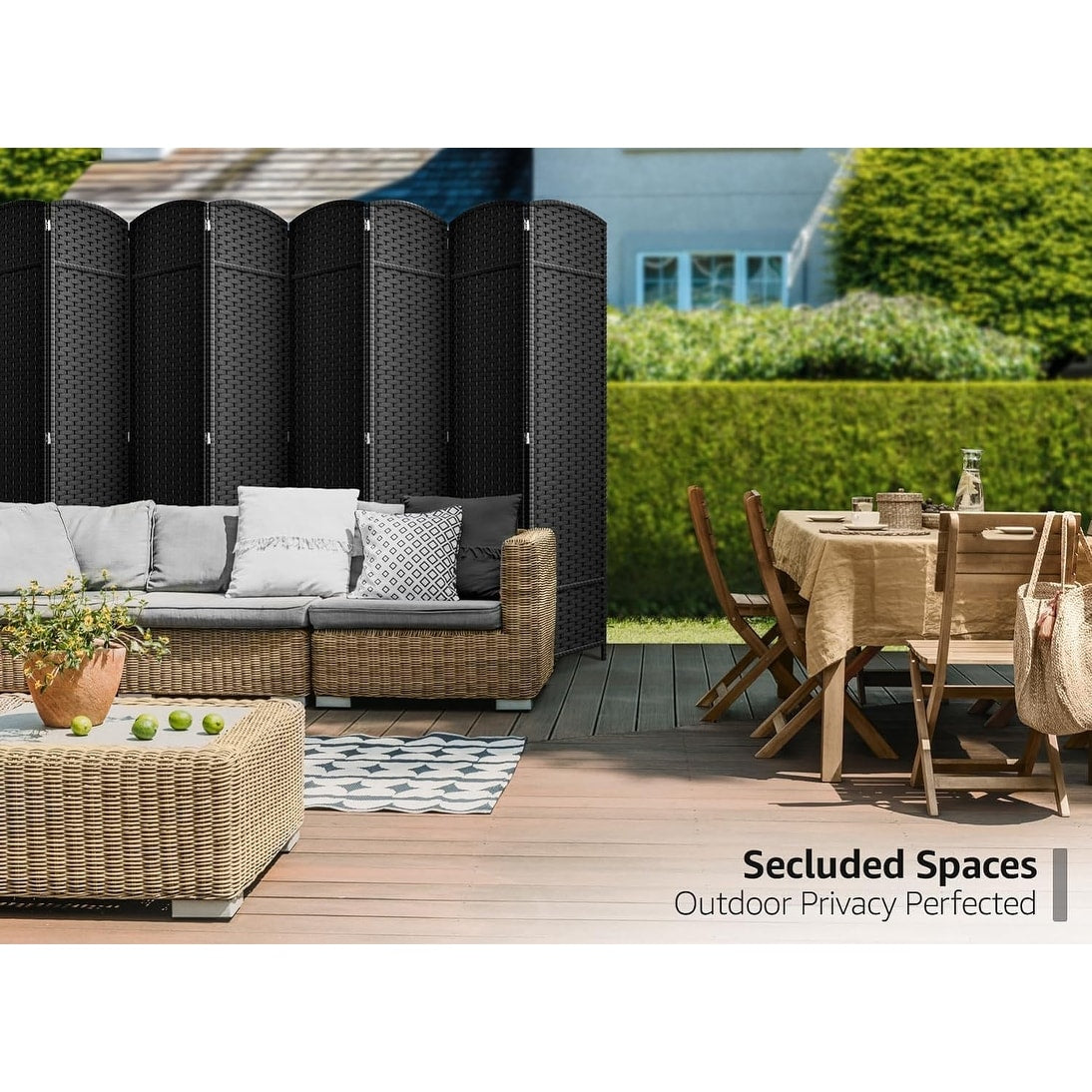 Paravento divisorio pieghevole per privacy, divisorio alto pieghevole a 8 pannelli - 244 cm L x 49,5 cm l x 175 cm A