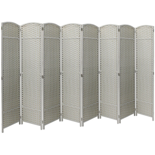 Paravento divisorio pieghevole per privacy, divisorio alto pieghevole a 8 pannelli - 244 cm L x 49,5 cm l x 175 cm A