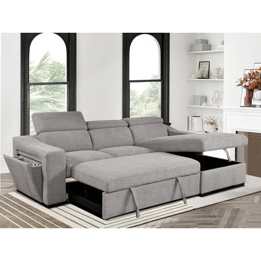 Divano componibile trasformabile Roomfitters 103 con chaise longue con vano portaoggetti, poggiatesta regolabili, divano letto angolare a forma di L