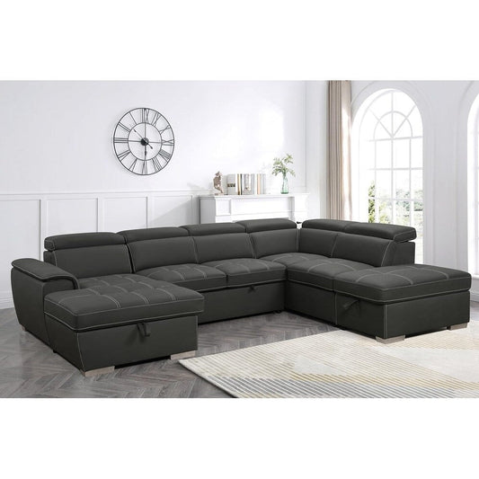 Roomfitters Divano componibile a U da 128 pollici con pouf, divano modulare reversibile a 7 posti con seduta contenitore, grigio