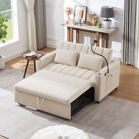 Roomfitters Divano letto trasformabile con porte USB, tasche laterali, portabicchieri e supporto girevole per cellulare per soggiorno