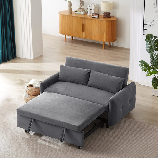 Roomfitters Divano letto componibile estraibile con cuscini decorativi e porte USB, divano letto moderno per il soggiorno
