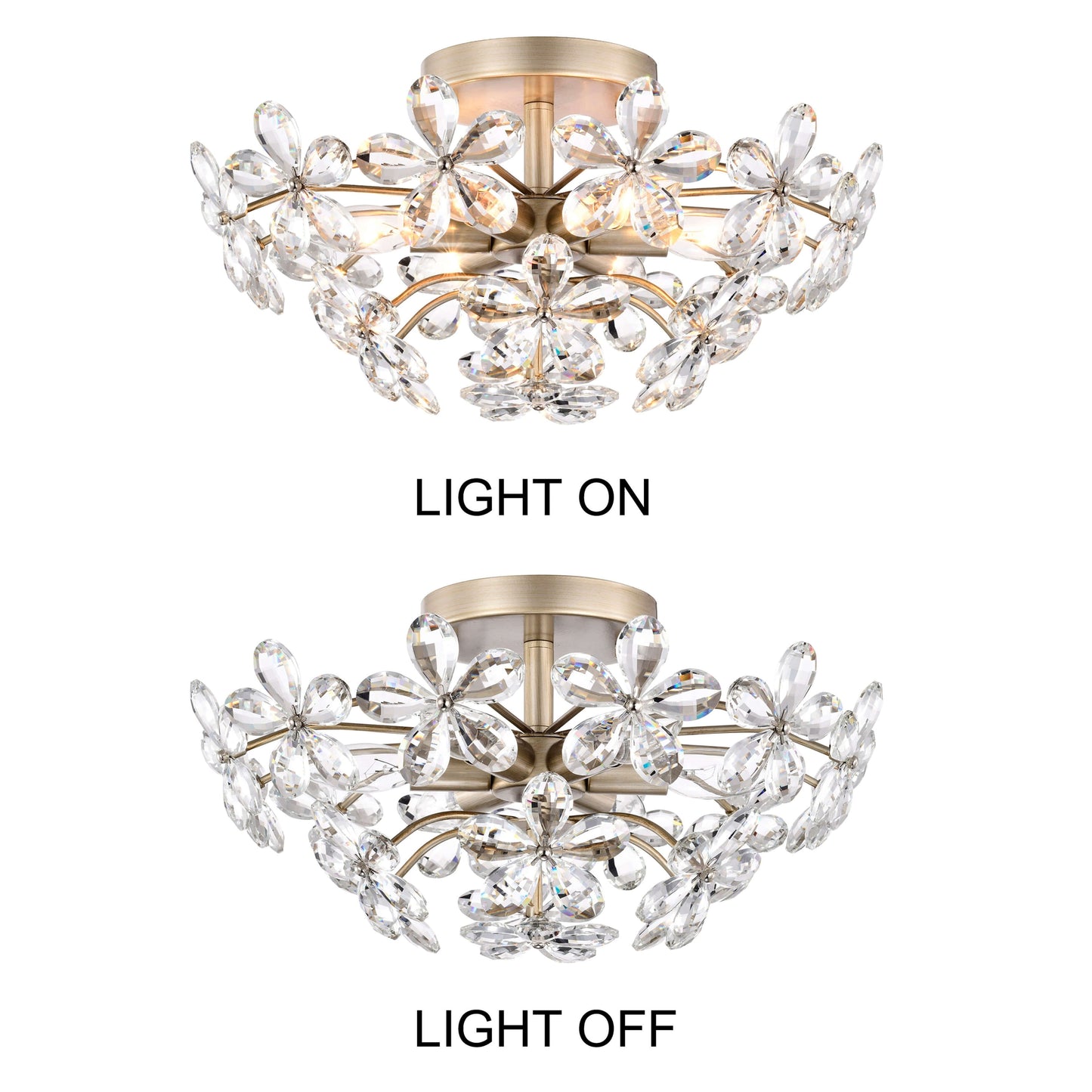 Rosa Lampada a soffitto a 6 luci con cristalli di champagne color argento spazzolato - 45 cm di diametro x 22 cm di altezza