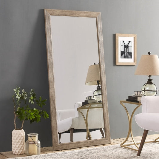 Specchio a figura intera in stile rustico - Specchio rettangolare con cornice in legno da 66 x 32 pollici per soggiorno e camera da letto