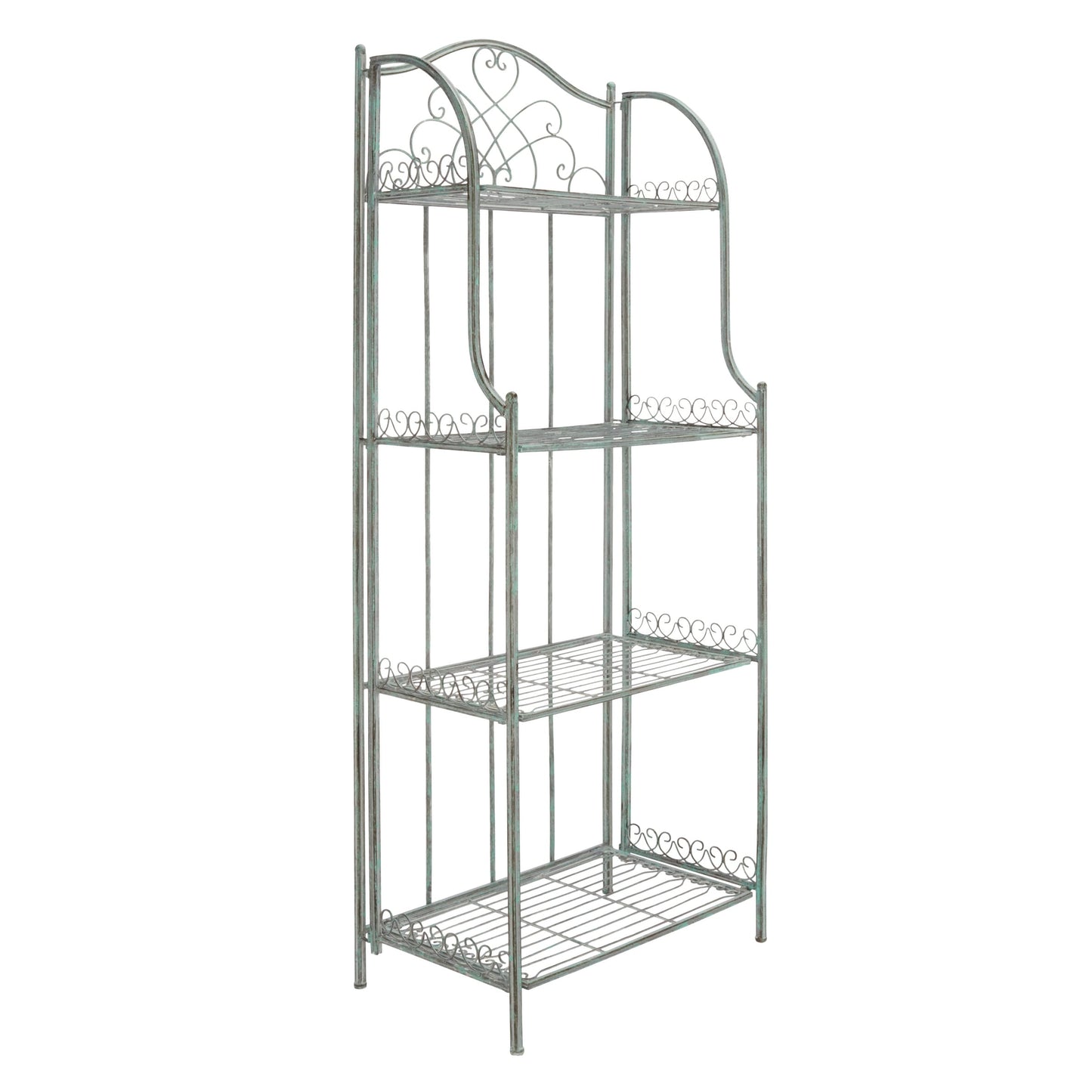 SAFAVIEH Bryn Bakers Rack da esterno in ferro battuto in stile vittoriano a 4 ripiani - 63,5 cm L x 38,1 cm P x 160 cm A - 63,5L x 38,1P x 160A