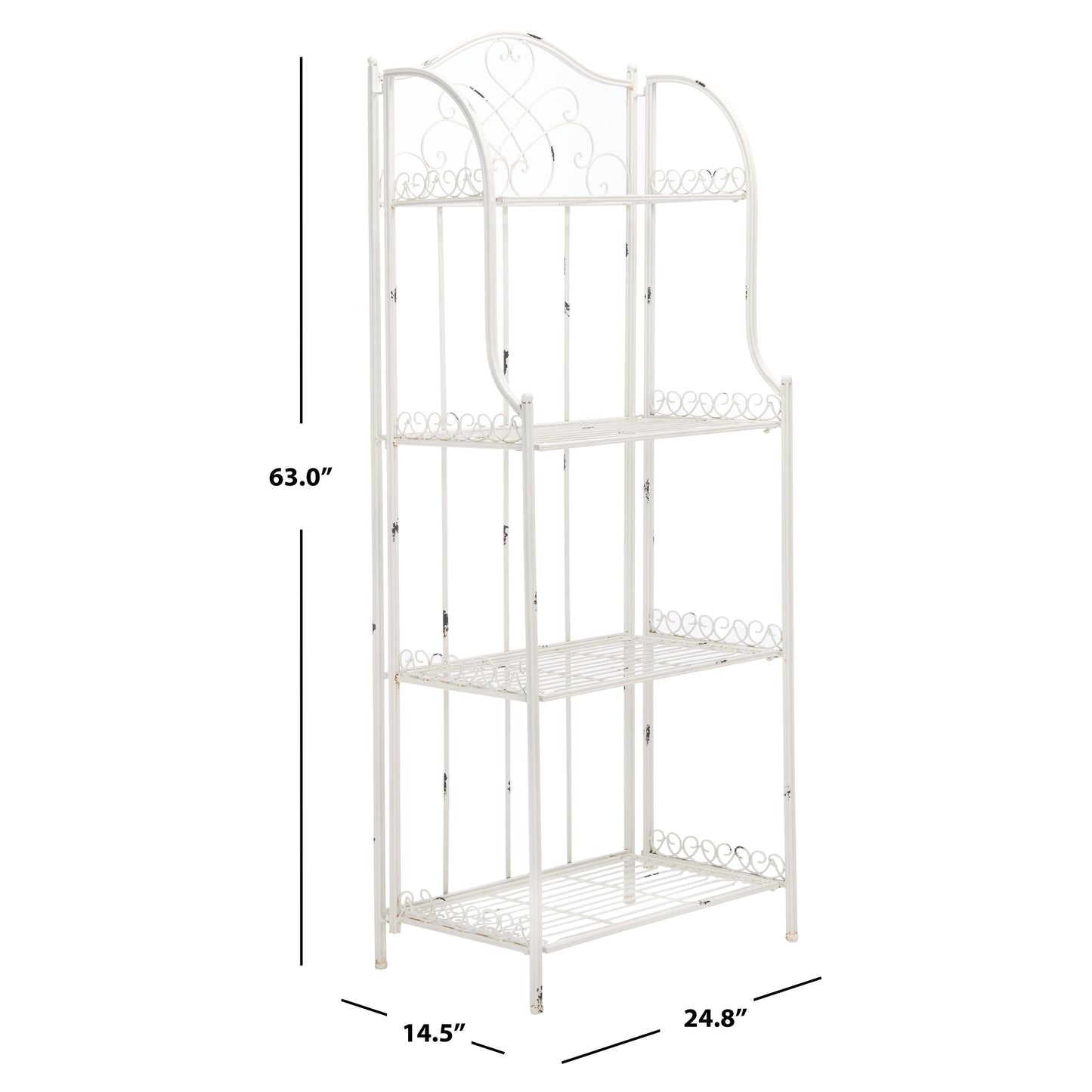 SAFAVIEH Bryn Bakers Rack da esterno in ferro battuto in stile vittoriano a 4 ripiani - 63,5 cm L x 38,1 cm P x 160 cm A - 63,5L x 38,1P x 160A