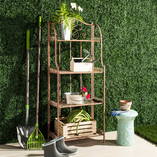 SAFAVIEH Bryn Bakers Rack da esterno in ferro battuto in stile vittoriano a 4 ripiani - 63,5 cm L x 38,1 cm P x 160 cm A - 63,5L x 38,1P x 160A
