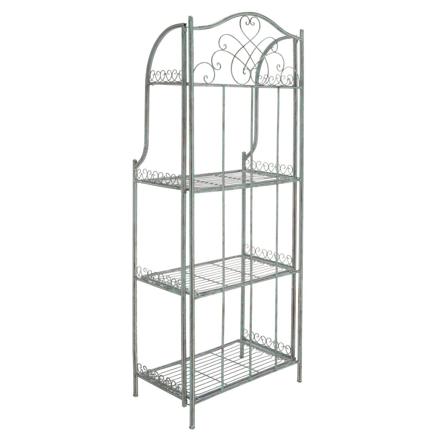 SAFAVIEH Bryn Bakers Rack da esterno in ferro battuto in stile vittoriano a 4 ripiani - 63,5 cm L x 38,1 cm P x 160 cm A - 63,5L x 38,1P x 160A