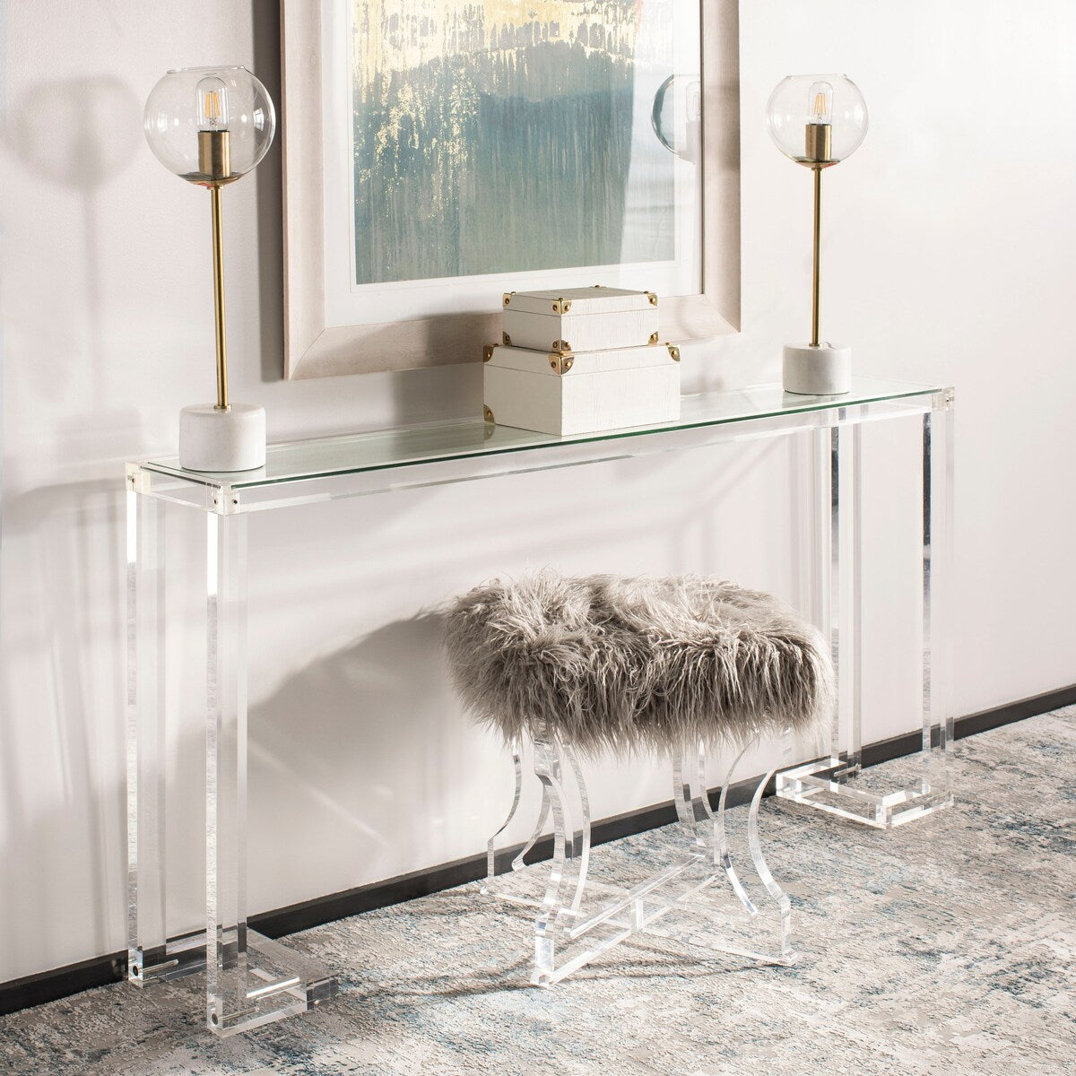 SAFAVIEH Couture Camryn Tavolo Console in Acrilico - Trasparente - 60 L x 10 P x 30 A - 52Lx10Px30A