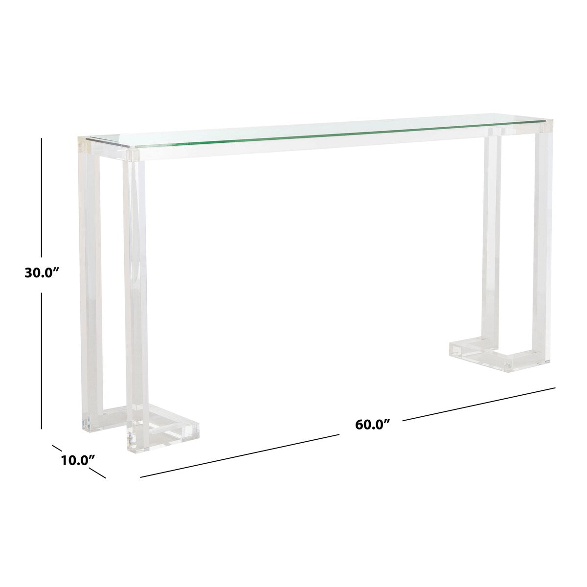 SAFAVIEH Couture Camryn Tavolo Console in Acrilico - Trasparente - 60 L x 10 P x 30 A - 52Lx10Px30A