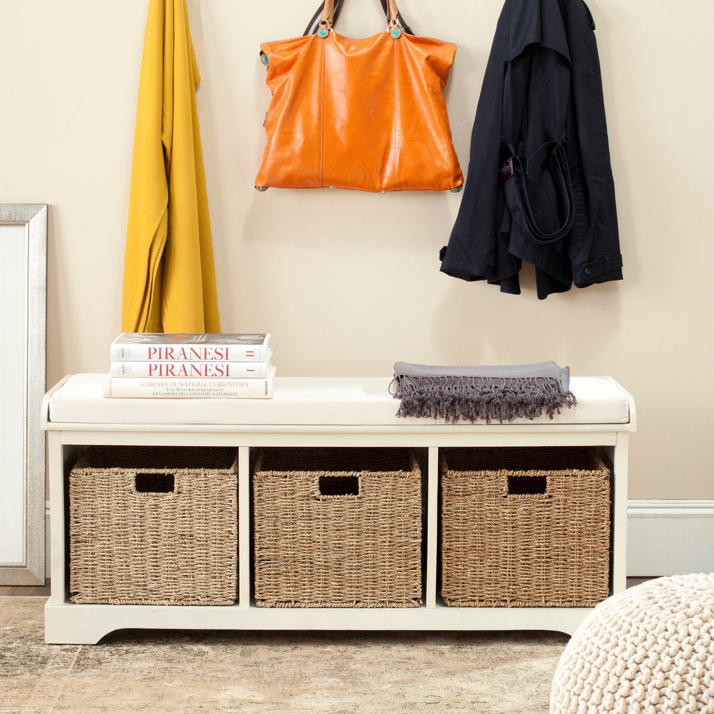 SAFAVIEH Eola Grey/ White Storage Bench - 47 x 16.1 x 19.9 - 47Lx16Px20A (L=lunghezza, P=profondità, A=altezza)