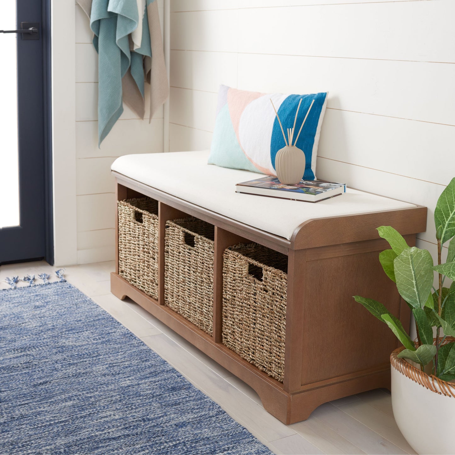 SAFAVIEH Eola Grey/ White Storage Bench - 47 x 16.1 x 19.9 - 47Lx16Px20A (L=lunghezza, P=profondità, A=altezza)