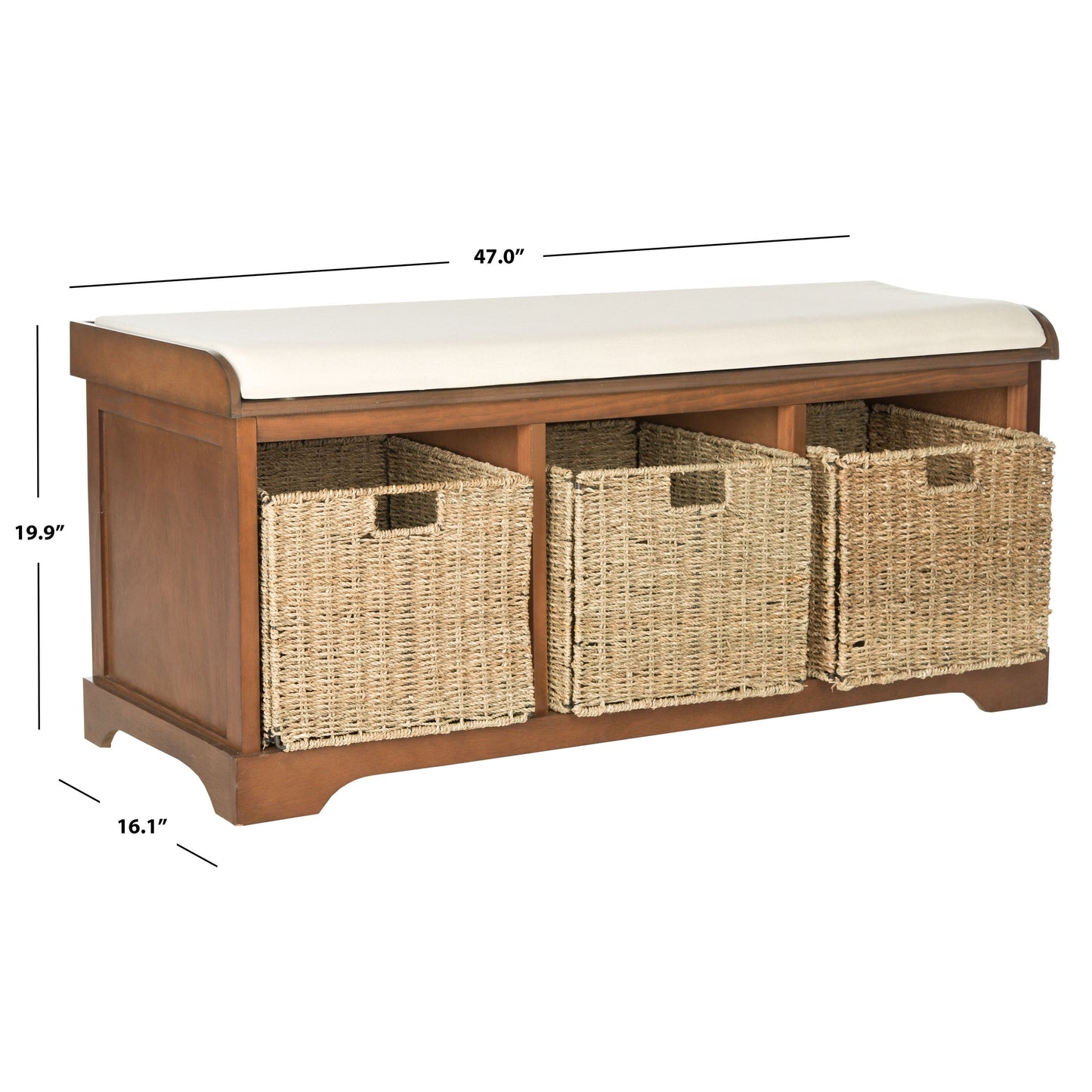 SAFAVIEH Eola Grey/ White Storage Bench - 47 x 16.1 x 19.9 - 47Lx16Px20A (L=lunghezza, P=profondità, A=altezza)
