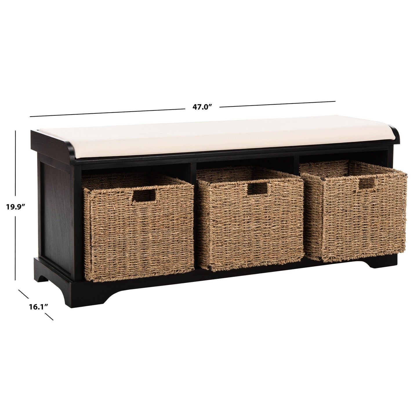 SAFAVIEH Eola Grey/ White Storage Bench - 47 x 16.1 x 19.9 - 47Lx16Px20A (L=lunghezza, P=profondità, A=altezza)