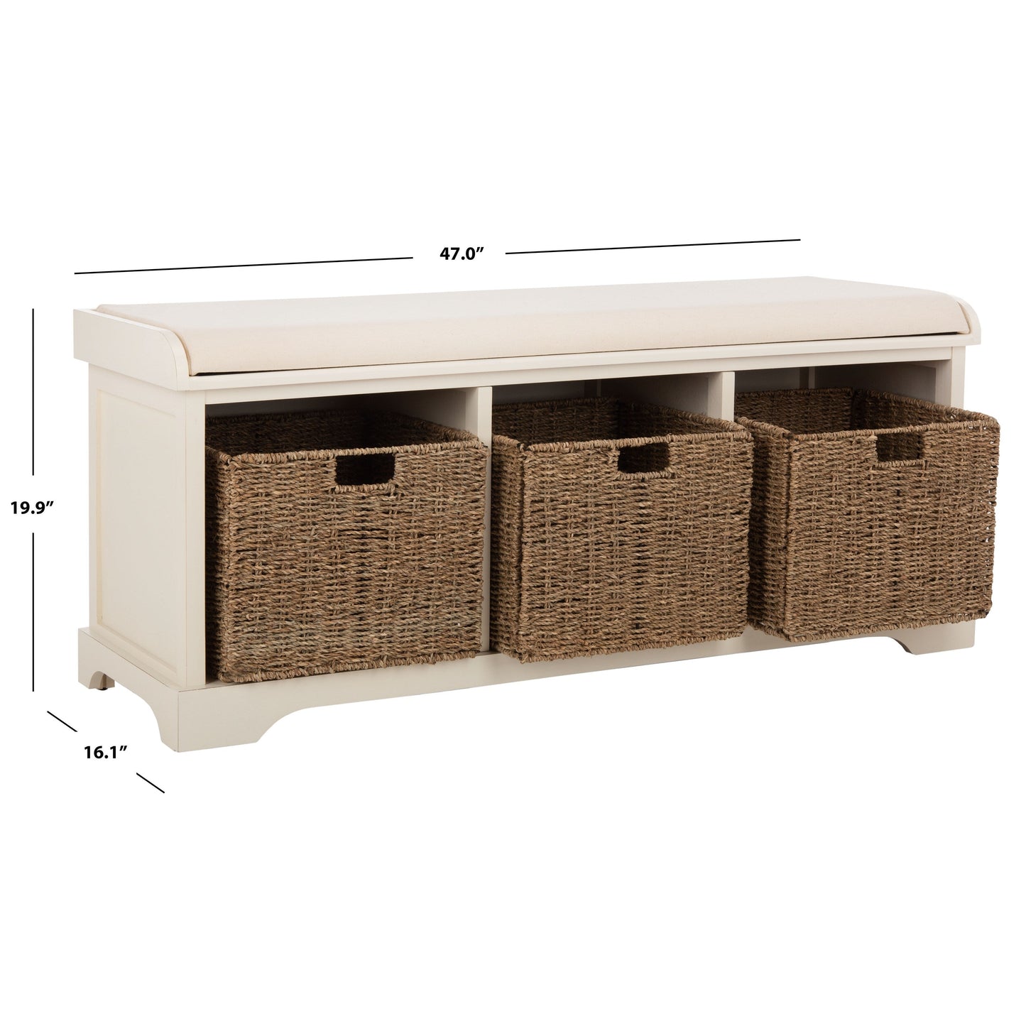 SAFAVIEH Eola Grey/ White Storage Bench - 47 x 16.1 x 19.9 - 47Lx16Px20A (L=lunghezza, P=profondità, A=altezza)