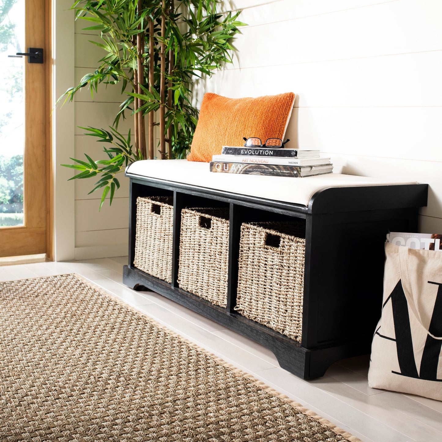 SAFAVIEH Eola Grey/ White Storage Bench - 47 x 16.1 x 19.9 - 47Lx16Px20A (L=lunghezza, P=profondità, A=altezza)