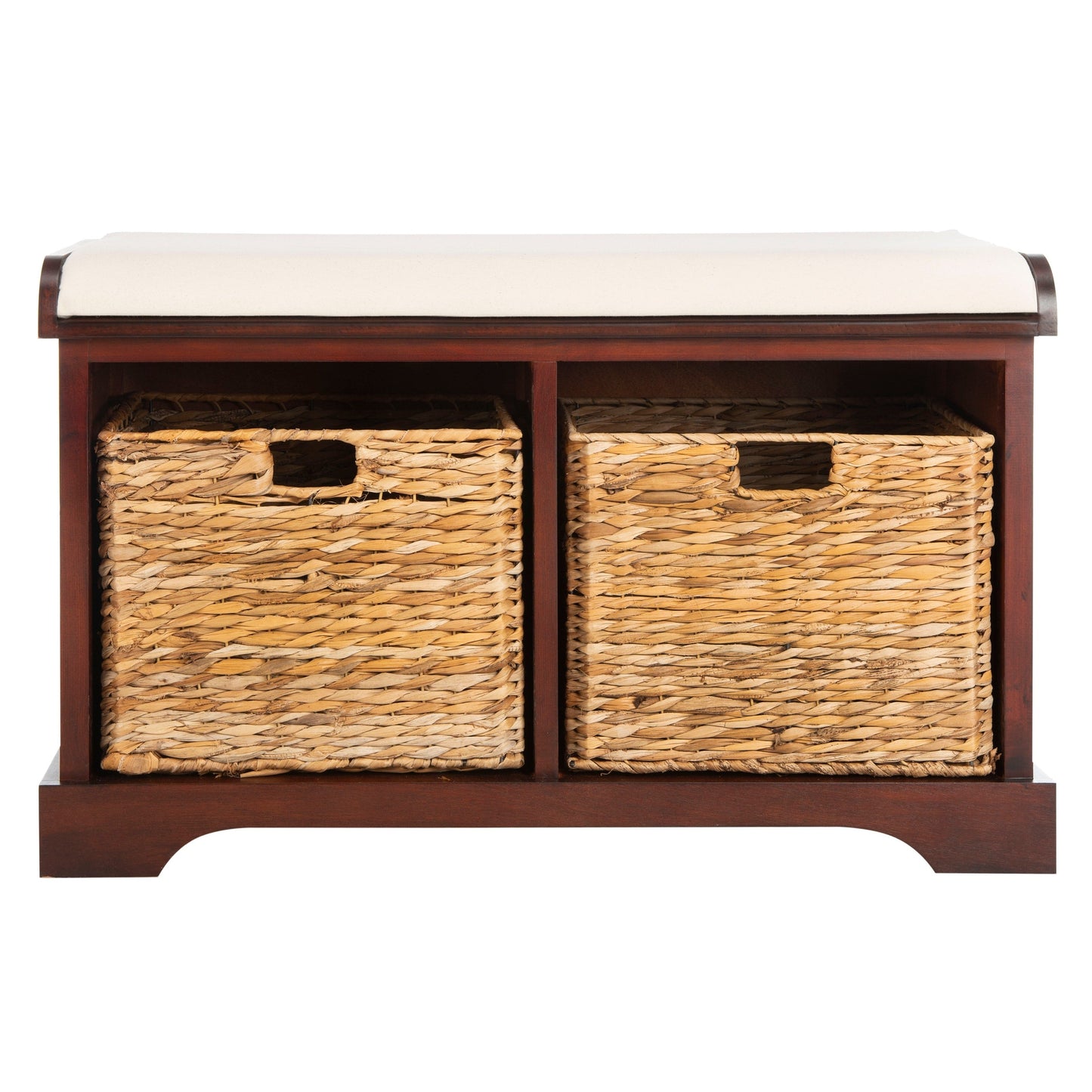 SAFAVIEH Euphemia - Panca con cestino portaoggetti intrecciato, marrone - 33,5 x 16,1 x 19,9 - 34Lx16Px20H
