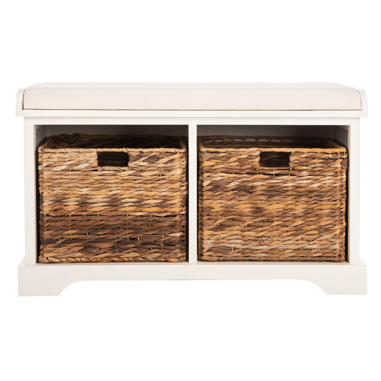 SAFAVIEH Euphemia - Panca con cestino portaoggetti intrecciato, marrone - 33,5 x 16,1 x 19,9 - 34Lx16Px20H