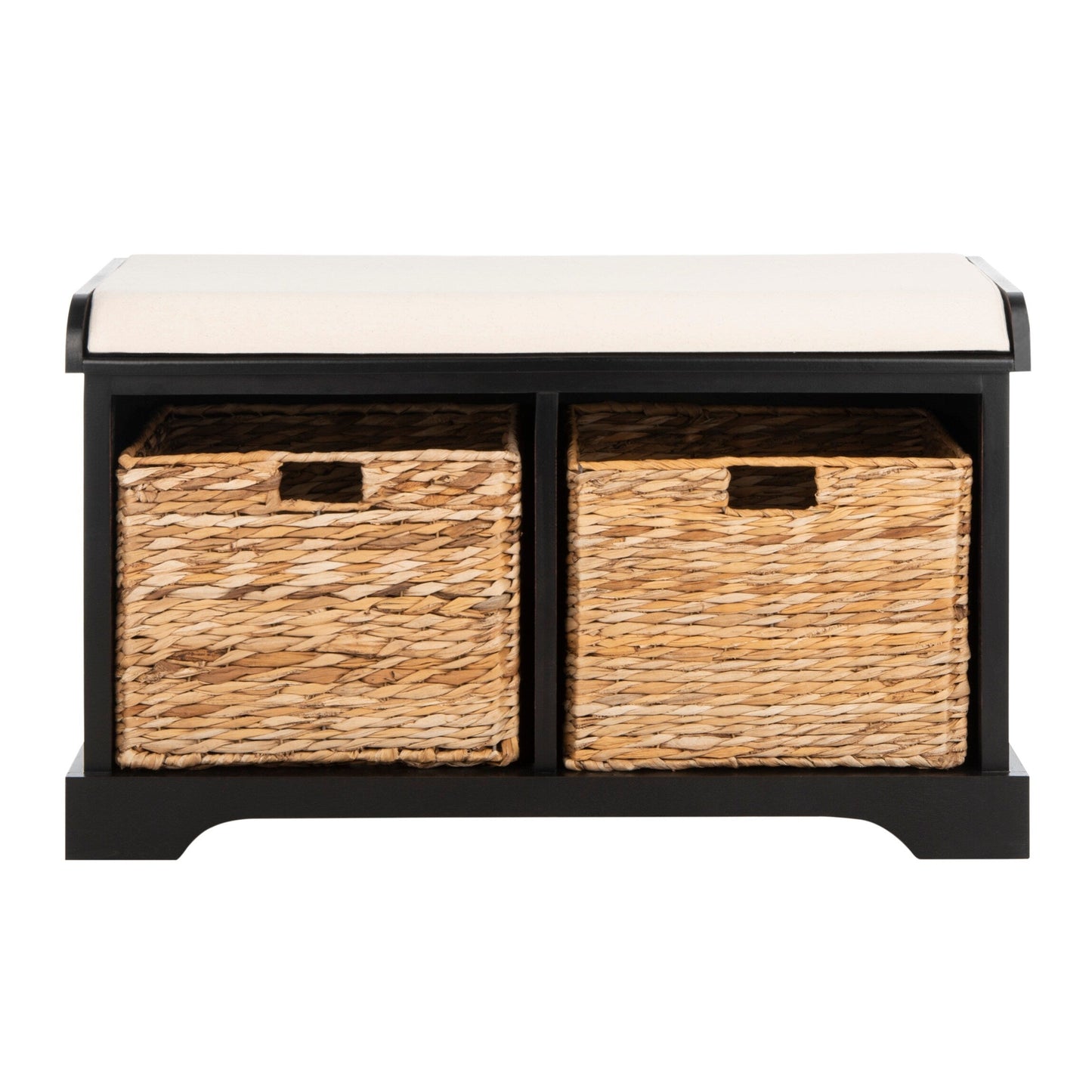SAFAVIEH Euphemia - Panca con cestino portaoggetti intrecciato, marrone - 33,5 x 16,1 x 19,9 - 34Lx16Px20H