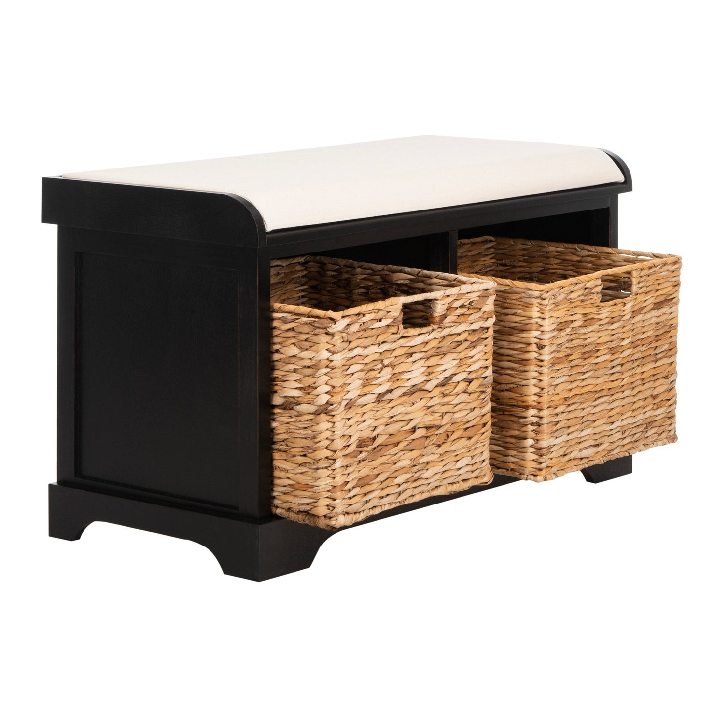 SAFAVIEH Euphemia - Panca con cestino portaoggetti intrecciato, marrone - 33,5 x 16,1 x 19,9 - 34Lx16Px20H