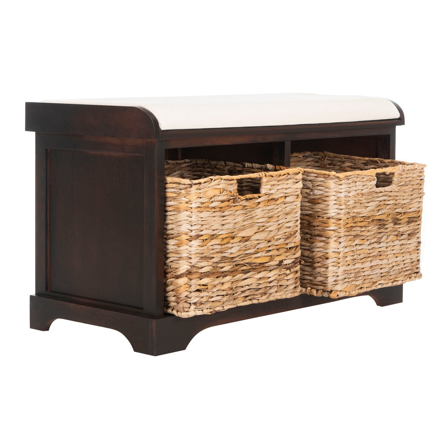 SAFAVIEH Euphemia - Panca con cestino portaoggetti intrecciato, marrone - 33,5 x 16,1 x 19,9 - 34Lx16Px20H