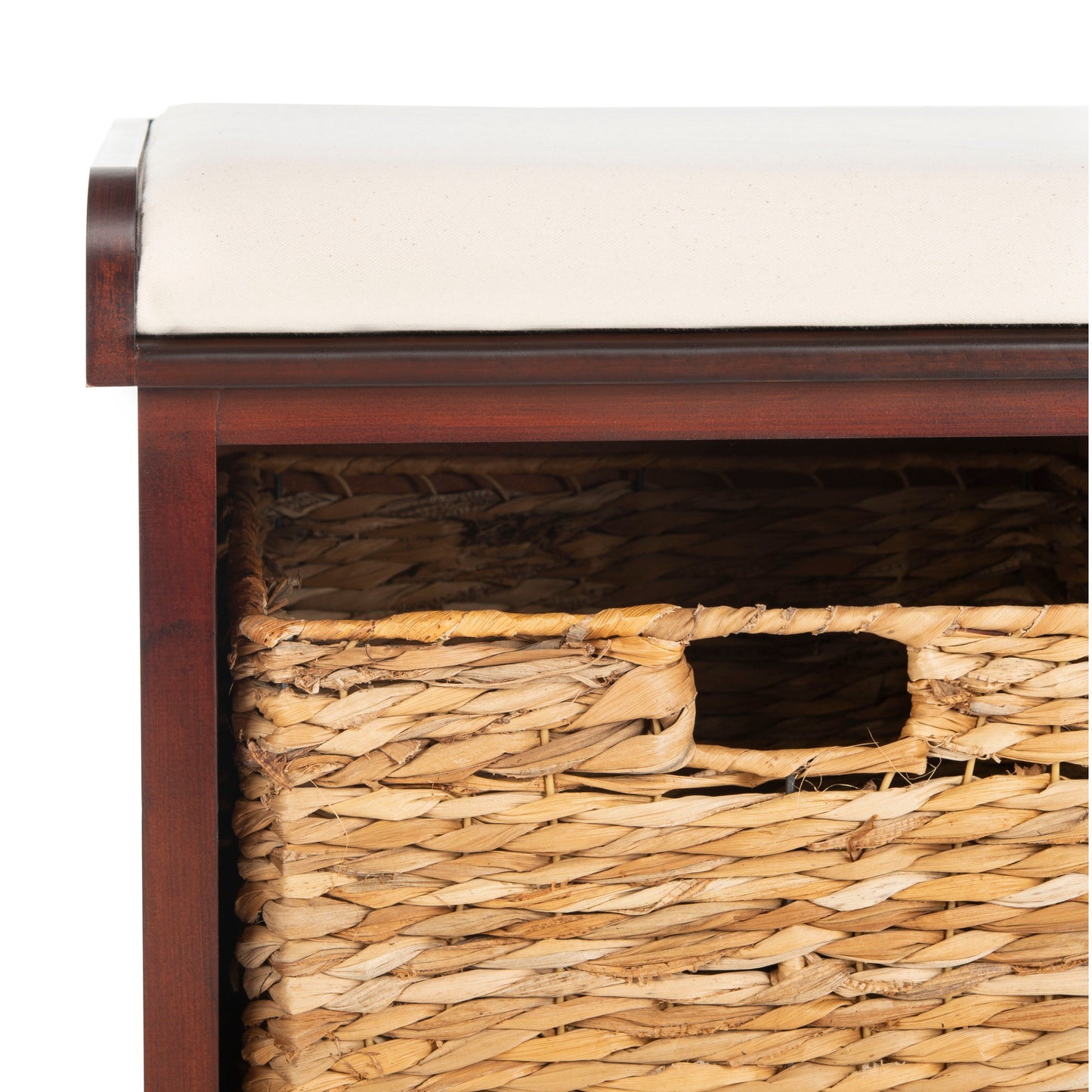 SAFAVIEH Euphemia - Panca con cestino portaoggetti intrecciato, marrone - 33,5 x 16,1 x 19,9 - 34Lx16Px20H