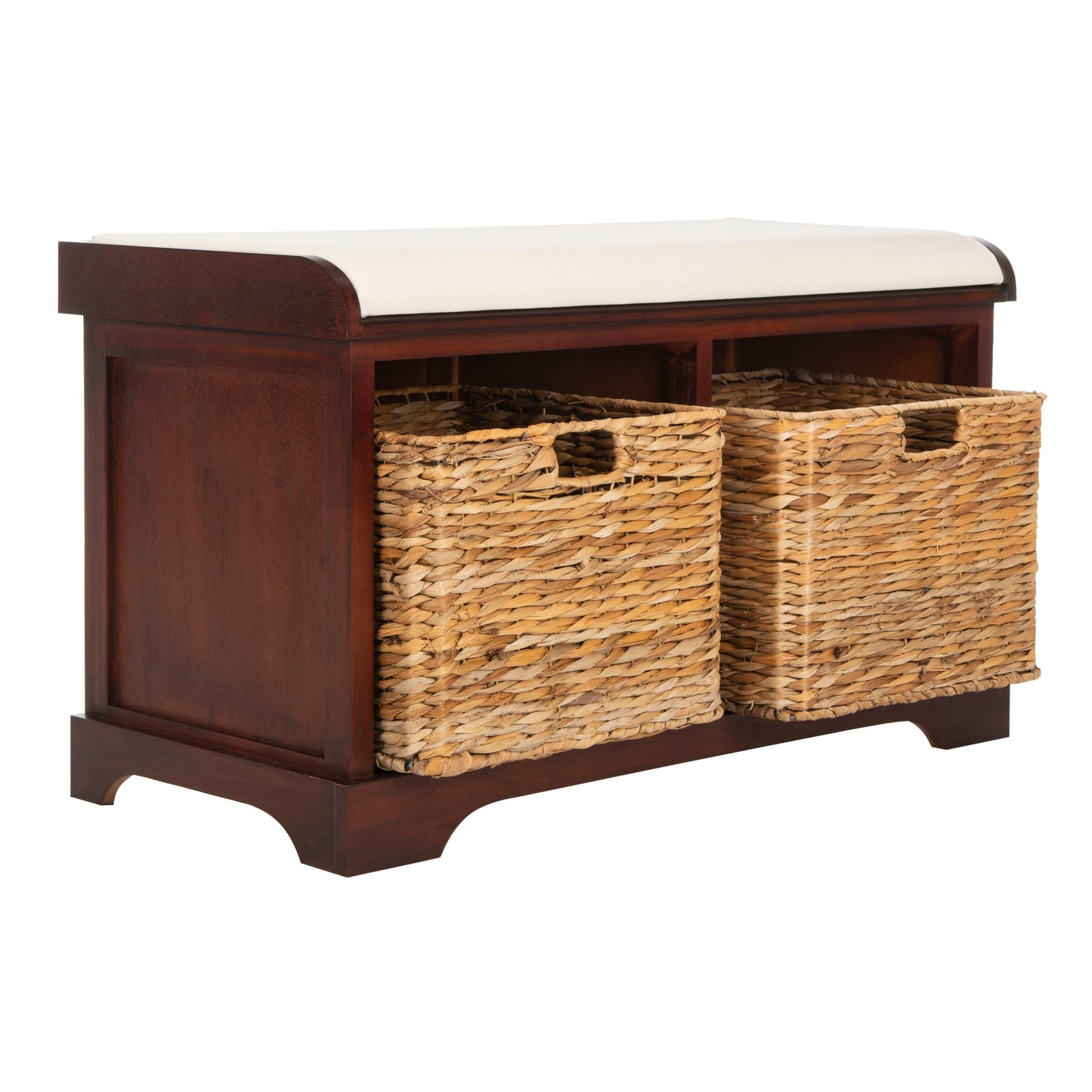 SAFAVIEH Euphemia - Panca con cestino portaoggetti intrecciato, marrone - 33,5 x 16,1 x 19,9 - 34Lx16Px20H