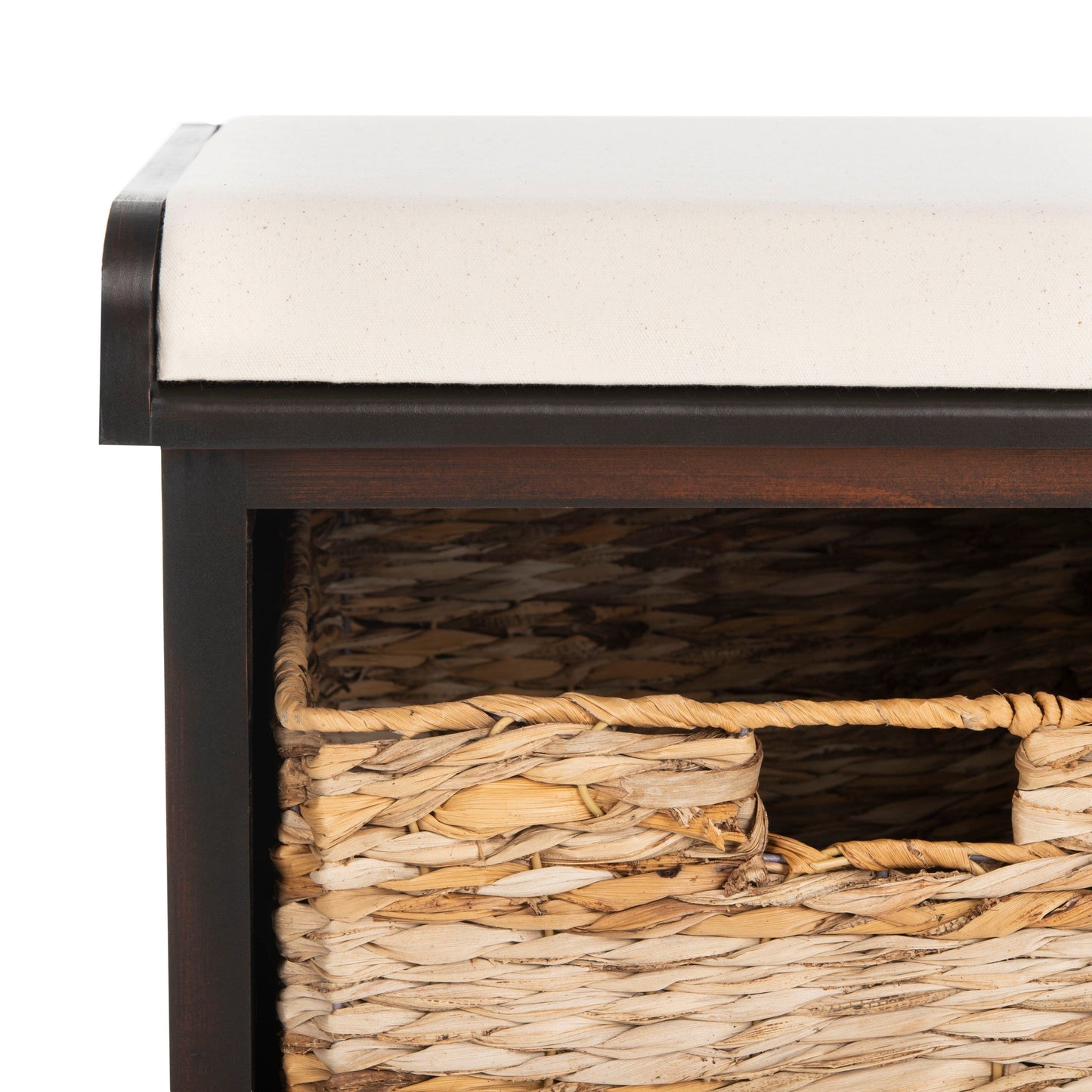 SAFAVIEH Euphemia - Panca con cestino portaoggetti intrecciato, marrone - 33,5 x 16,1 x 19,9 - 34Lx16Px20H
