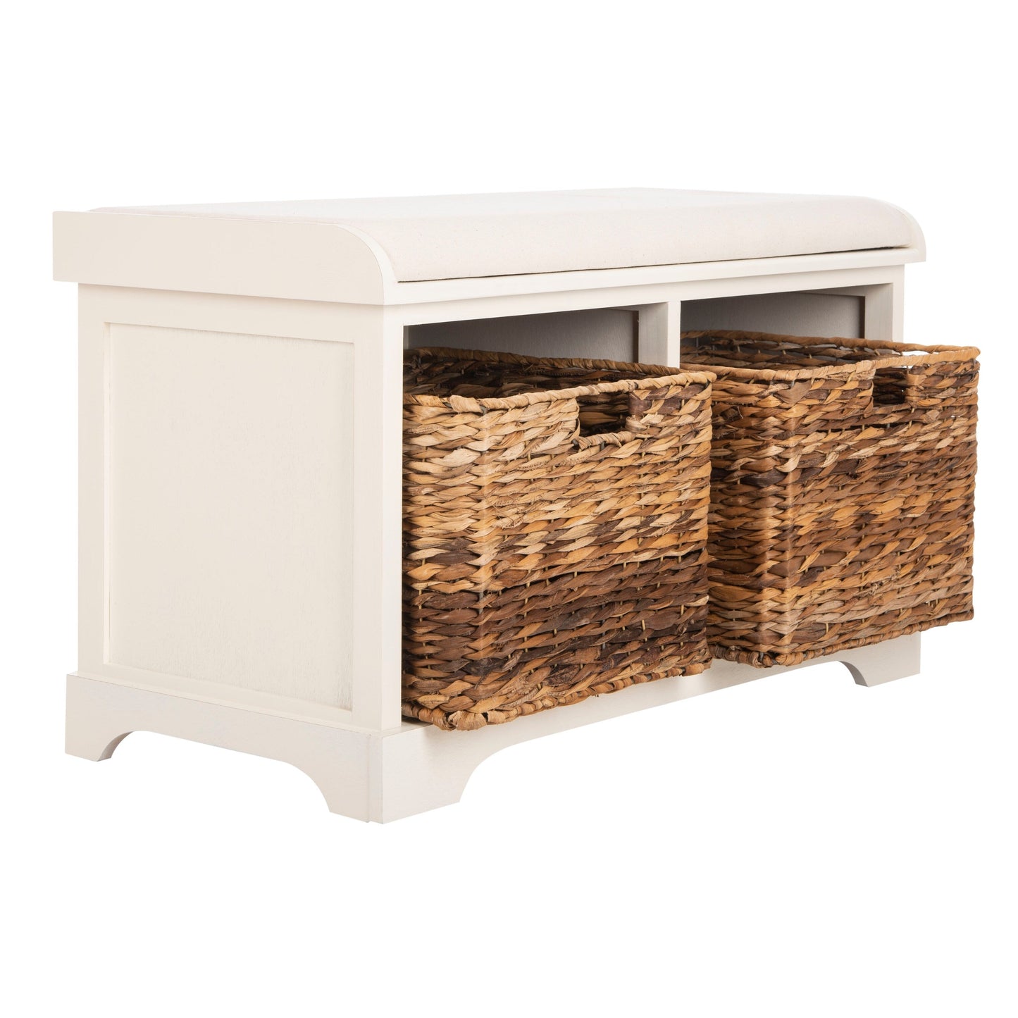 SAFAVIEH Euphemia - Panca con cestino portaoggetti intrecciato, marrone - 33,5 x 16,1 x 19,9 - 34Lx16Px20H