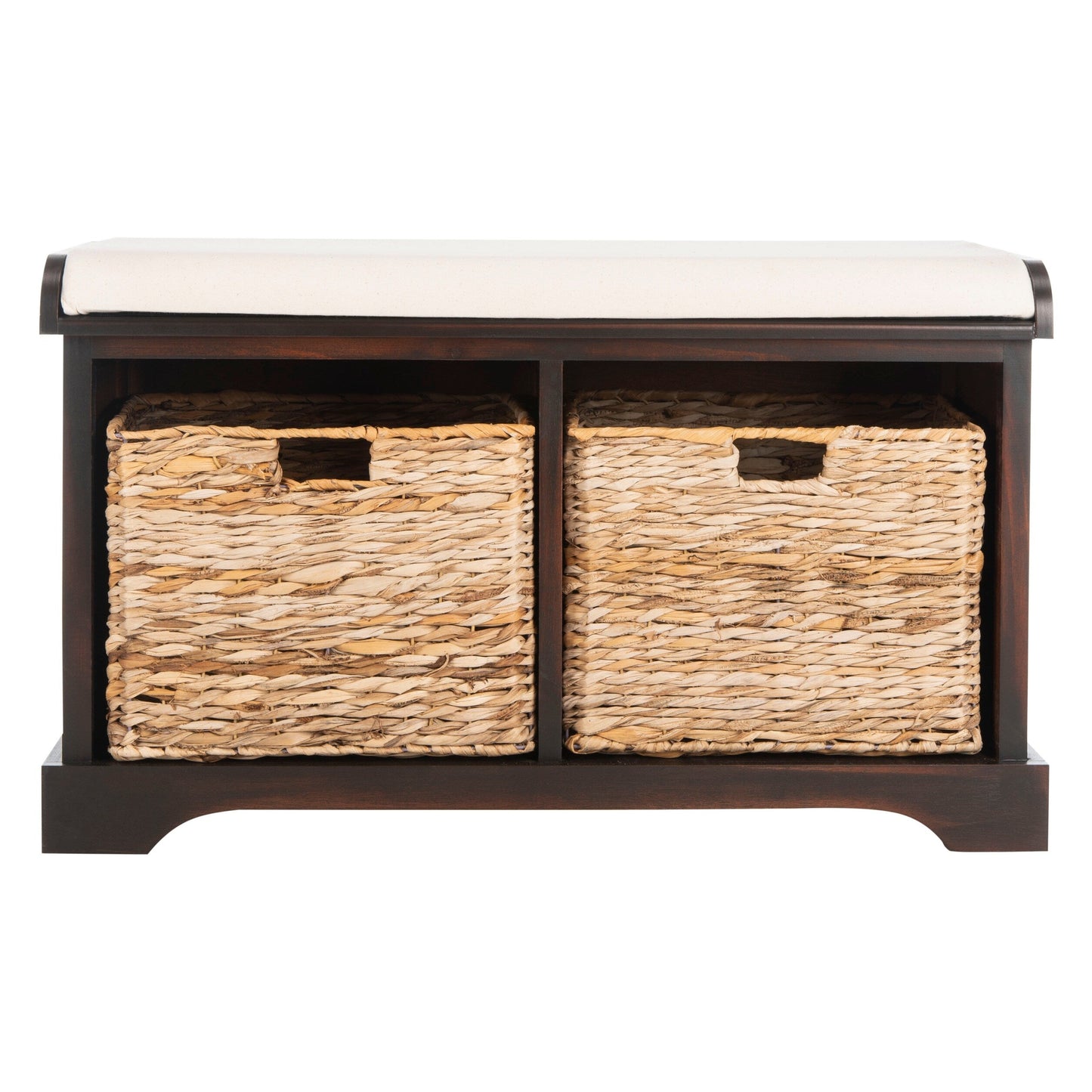 SAFAVIEH Euphemia - Panca con cestino portaoggetti intrecciato, marrone - 33,5 x 16,1 x 19,9 - 34Lx16Px20H