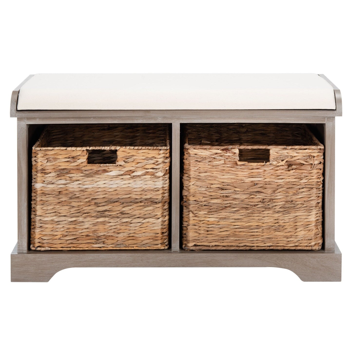SAFAVIEH Euphemia - Panca con cestino portaoggetti intrecciato, marrone - 33,5 x 16,1 x 19,9 - 34Lx16Px20H