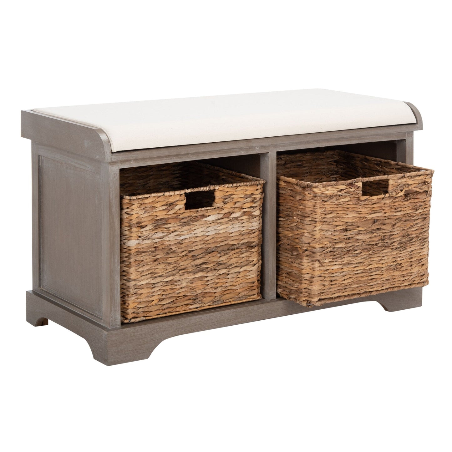 SAFAVIEH Euphemia - Panca con cestino portaoggetti intrecciato, marrone - 33,5 x 16,1 x 19,9 - 34Lx16Px20H