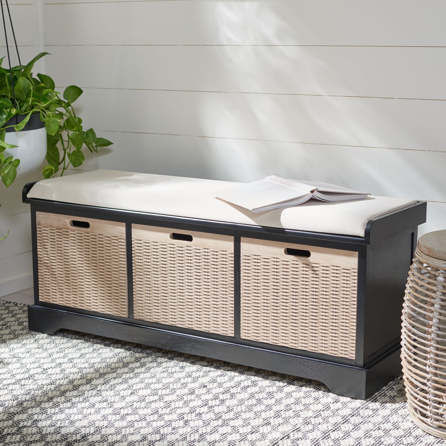 SAFAVIEH Fiorello panca con 3 cassetti e vano portaoggetti - 47,3 L x 38 P x 48 A - 47Lx38Px48A
